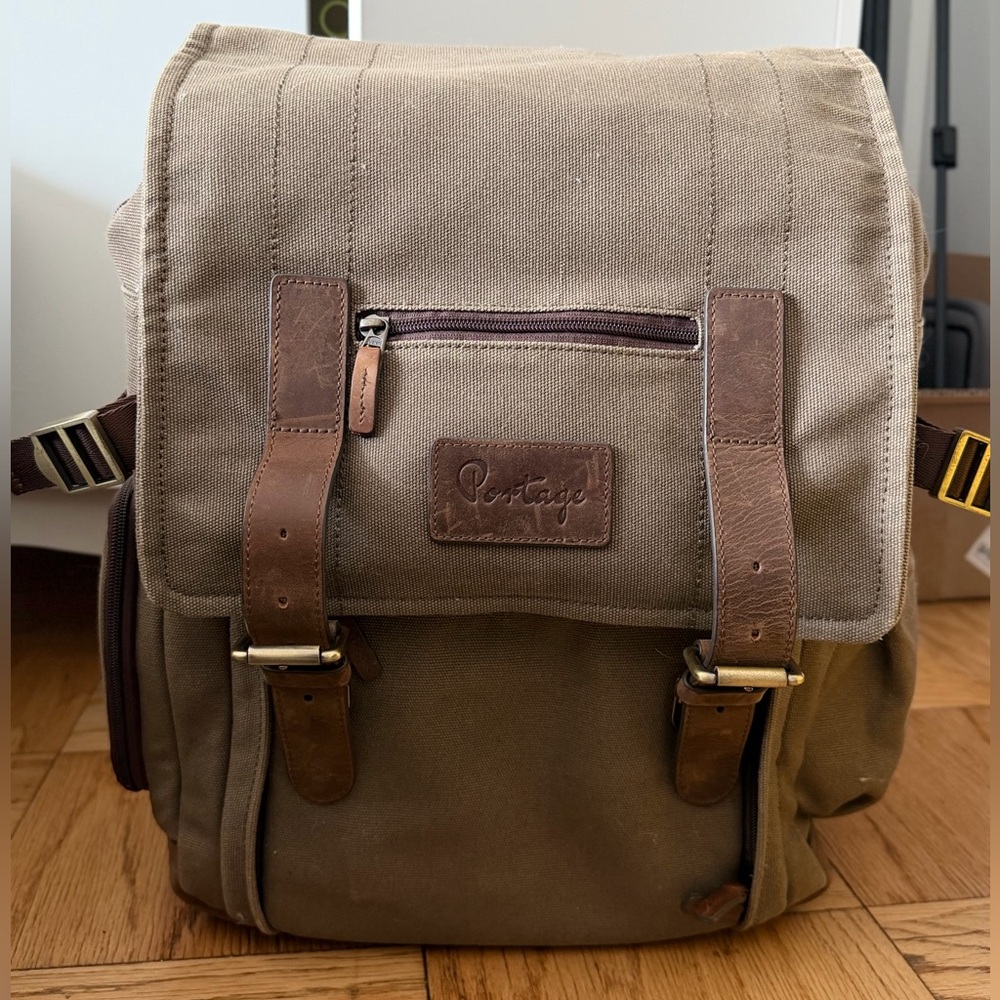 Kenora Portage Olive Canvas and Leather Camera Backpack